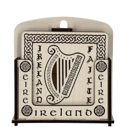 CRSW4 – Coaster Set “Irish Harp & Tree of Life”