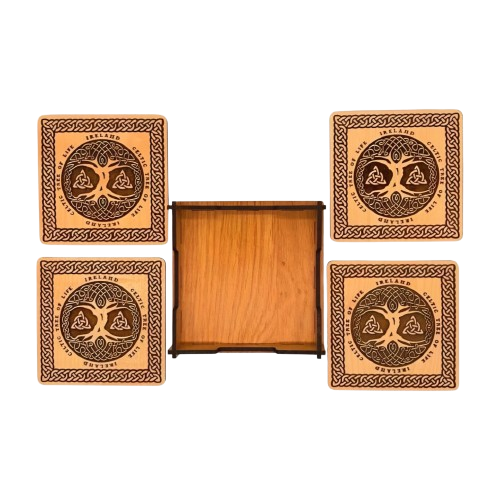 Coaster Set of 4 (Celtic Cross & Tree of life)